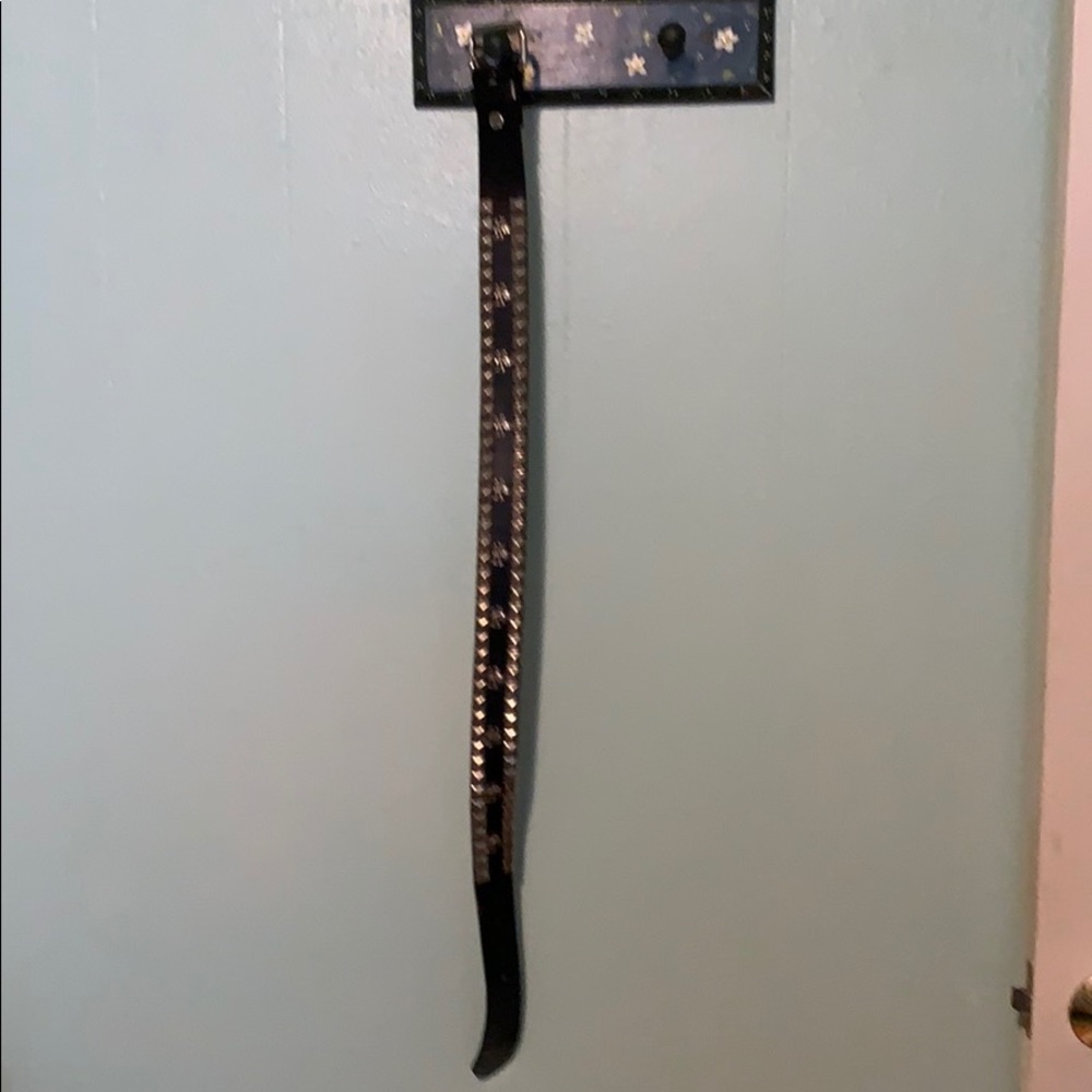 Black Leather Belt with Studs & Skulls